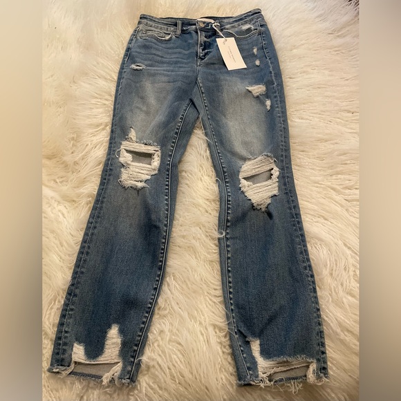 Sleep & Dance Flying Monkey Distressed Denim Mid Rise Jeans 28 - Picture 5 of 7